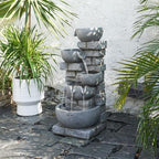 33.07'' H Cascading Bowl Water Fountain 5-Tier Stacked Stone Style - Image 6