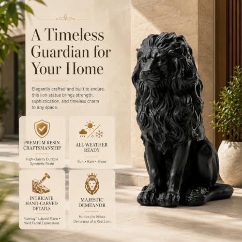 Lion Statue Outdoor 20.5 Inch Resin Garden Decor Patio Sculpture - Image 4