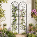 2-Pack 87" x 20" Sunflower Scroll Arch Black Metal Garden Trellises by Ultym