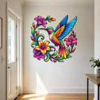 Hummingbird Metal Sign Floral Wall Art Colorful Bird Plaque Rustic Iron Decor for Garden Patio Porch Living Room Indoor Outdoor Hanging Ornament (24 INCH) - Image 5