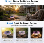 2026 Upgraded Mosaic Solar Disk Lights Waterproof, 4 Pack Solar Ground Lights Mosaic for Pathway Walkway Patio Lawn Landscape Lighting, AutoOn/Off Colorful LED Disc Lights (Blue, Number of Items: 4) - Image 4