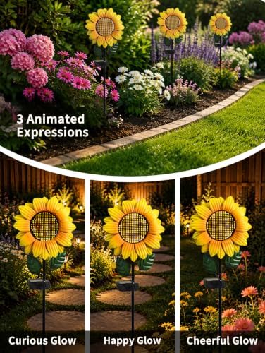 Animated Eyes LED Sunflower Solar Lights Outdoor, Waterproof Garden Decor - Image 4