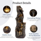 39.0" Tall Outdoor Water Fountain, 4 Tier Cascading Bowls and Stacked Water Fountain with LED Lights, for Yard Décor, Backyard, Patio and Deck (39.0'') - Image 6