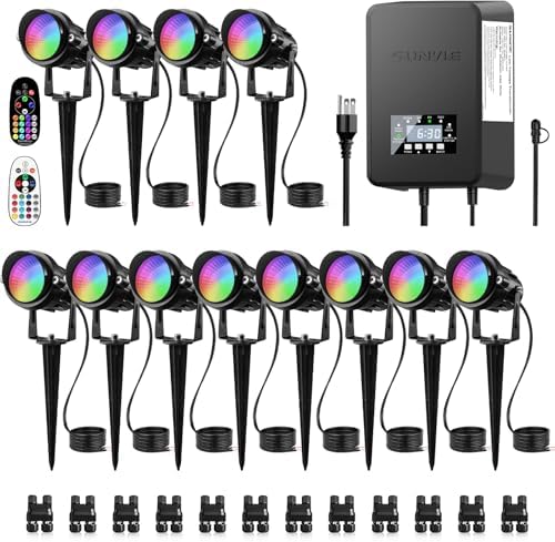 SUNVIE RGBW Landscape Lighting Kit with 300W Transformer, Waterproof, 12PCS by SUNVIE