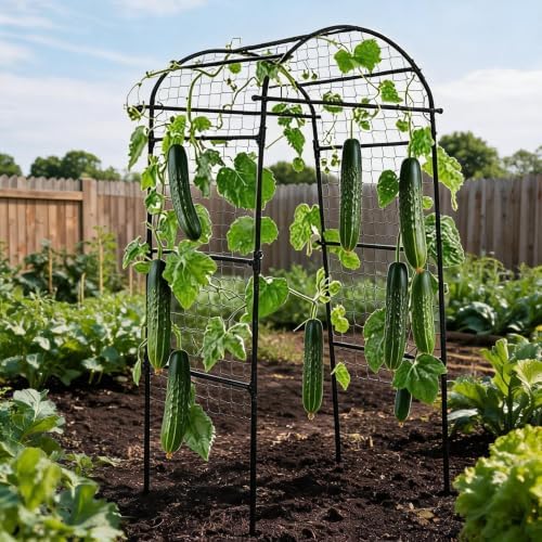 Garden Arch Trellis for Raised Beds, 6.8x3x2.6FT Plant Support for Cucumbers, Melons, Grapes, Roses & Climbing Vegetables, Outdoor Rust-Resistant Trellis for Vertical Growing, Black - Image 5