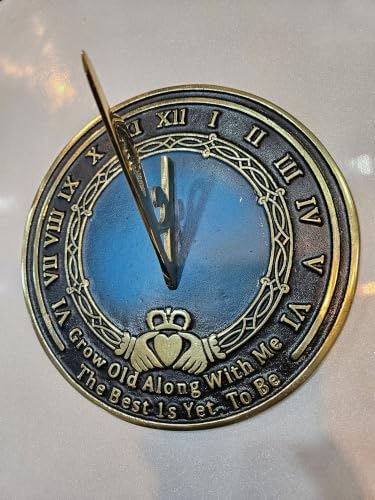 Brass Sundial Grow Old with Me Garden Sundial – 10 Inch Antique Brass Celtic Claddagh Sundial, Engraved Roman Numeral Outdoor Garden Decor, Anniversary, Wedding & Housewarming Gift - Image 3