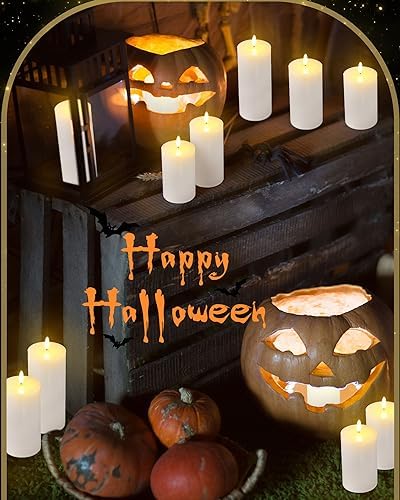 VIHOSE 12 Pack White Flameless Candles Set with Remote and Timer Flickering Flameless Battery Candles Flat Top LED Pillar for Wedding Outdoor Home Festival Decoration(D 3'' H 4'' 5'' 6'') - Image 4