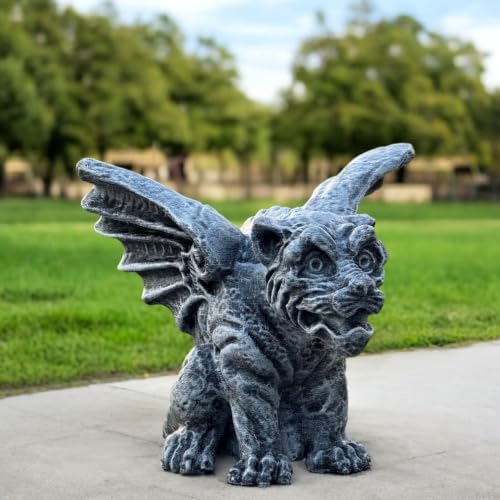 OLOMA Fantasy Guardian Gargoyle Concrete Garden Statue Outdoor Lawn Ornament Gothic Mythical Beast Sculpture Handmade Cement Yard Decor Patio Porch Halloween Fantasy Creature Figure - Image 6