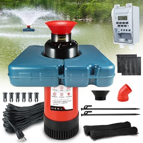 Goldlife Pond Fountain Aerator F1 1HP 750W 15000GPH Floating Fountains Pump by Goldlife