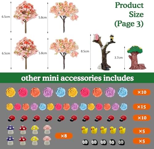 DAYUMKOU 96Pcs Fairy Garden Accessories, Miniature House Figurines Kit - Image 4