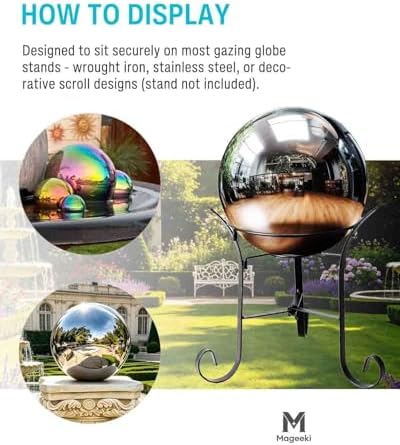 12 Inch Stainless Steel Gazing Ball, Silver Mirror Sphere for Garden Décor - Image 5