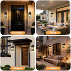 OKELI 2-Pack Dusk to Dawn Exterior Lighting Fixture, Farmhouse Outdoor Wall Lights with Ripple Glass, Aluminum Porch Light Wall Mount, Anti-Rust Outside Wall Sconce for House, Garage(Brown) - Image 7