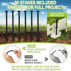 50FT Garden Edging Border, 4.5in White Picket Fence, 90 Flexible Stakes - Image 5