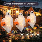 Solar Ghost Halloween Lights 2Pack Hanging Stake Yard Decor - Image 3