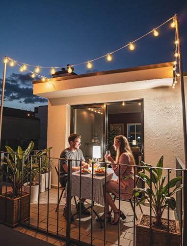 Larkvue 25FT Solar String Lights with Remote, 3 Modes, 11 G40 Bulbs, White - Image 5