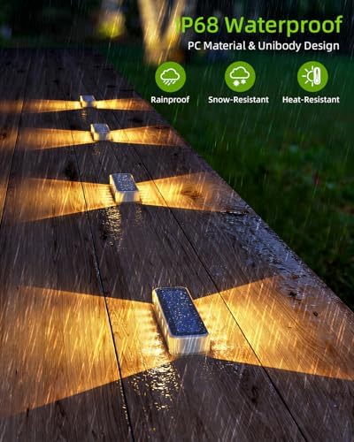DetarZinLED Solar Step Lights, 12 LEDs 2-Sided Glow, IP68 6 Pack Warm White - Image 3