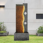 AUTODAYA 39" Modern Zen Outdoor Water Fountain LED Cascading Waterfall - Image 4