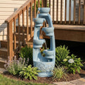 Bumilgar Water Fountain Outdoor - 52.95 Inches 6 Tired Modern Indoor Floor Standing Outdoors Fountains with Lights Pump for Garden Patio Backyard Porch Home Art Decor by Bumilgar