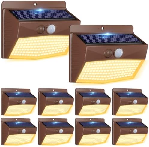 Peasur 10 Pack Solar Motion Sensor Lights Outdoor Waterproof with 3 Modes by Peasur