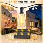 Hotsonic Solar Outdoor String Lights Waterproof, 50FT Remote Control LED Outside Lights with Shatterproof Bulbs, Dimmable Hanging Lights for Patio Porch Garden pergola Yard House Bistro Party decors ﻿ - Image 6
