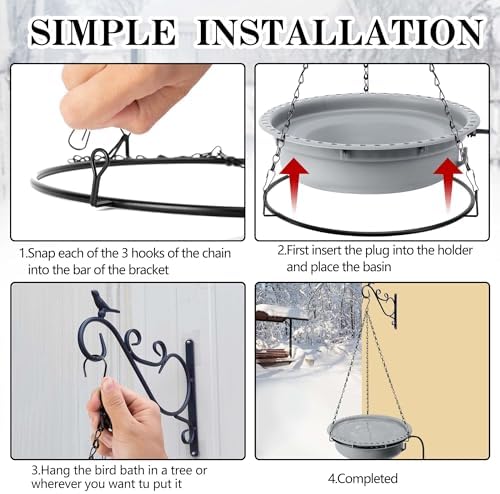 Adnee 1 Set 100W Thermostatical Hanging Heated Birdbath for Winter Outdoor - Image 4