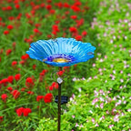Homight Solar Glass Blue Bird Bath Garden Outdoor Birdbath with Metal Stake by HomightCentennial