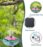 Hanging Bird Bath with Solar Fountain, Multi Functional Lotus Bird Bath Bubbler Birdbath Water Fountain Pump for Hummingbird Feeder Drinking - Image 5