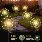 FOOING Solar Fireworks Lights for Outside Waterproof Solar Lights Outdoor, 8 Packs 130 LED Twinkling Fairy Firefly Starburst Light with 2 Modes DIY for Yard, Lawn, Pathway, Patio, Garden Decor - Image 3