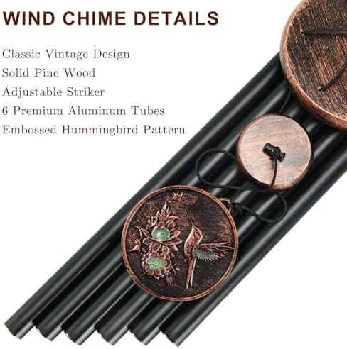 34”Hummingbird Wind Chimes for Outside, Gifts for Women Mom Grandma - Image 4
