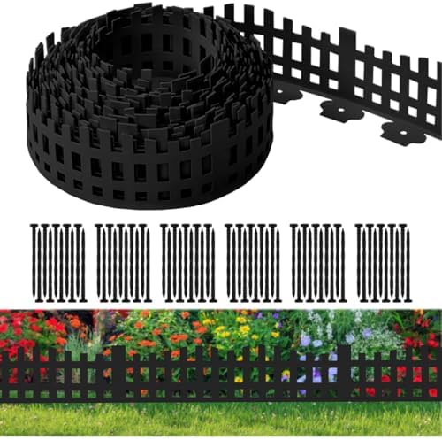 Garden Edging 33FT x 4.1~4.9IN Tall, Landscape Edging Borders with 60pcs Plastic Stakes,Arched Design Black Flexible Lawn Edging Border, No Digging Edge Fence DIY for Tree Flowerbeds Grass Yard by shsyue