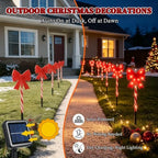 Solar 5PCS Christmas Bow Outdoor String Lights with Stakes Decor Red - Image 2