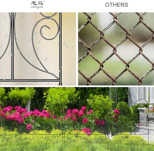 Zhongma Decorative Metal Garden Fence,Pack of 4pcs, Total 26" H x 100" L - Image 6