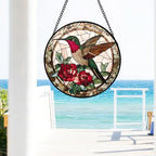 CHATYOUNG Stained Glass Window Hanging Flower Hummingbird Retro Large 15" - Bird Suncatcher Door Garden Home Decor Christmas Mother's Day Birthday Gift for Grandma Women Mom Nana Wife Bird Lovers - Image 5