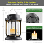 Solar Lantern Outdoor & Indoor Use – Hanging Solar Lights with Realistic Flickering Flameless Candle, Weatherproof for Gardens, Patios, Trees, and Lawns (Black, 4 Pack) - Image 6