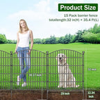 15 Panel No Dig Decorative Garden Fence 32" H x 35.4'L Outdoor Dog Barrier - Image 2