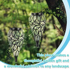Tujoe 2 Pack Solar Hanging Lanterns Outdoor Lights, Transparent - Image 5