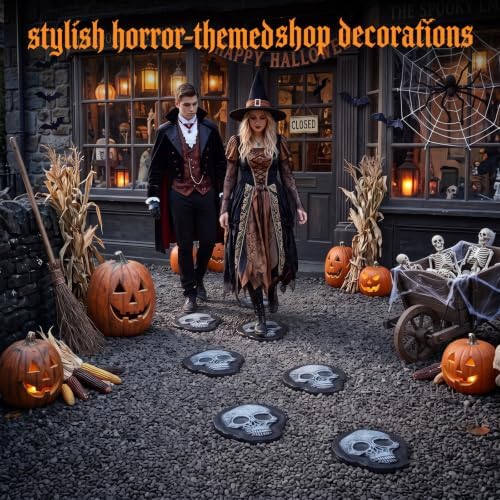Landical 6 Pack Halloween Decorative Stepping Stones for Garden,Skull - Image 5