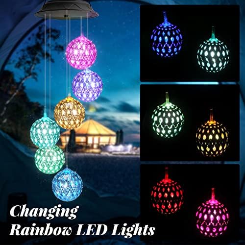 Gold Solar Wind Chimes Hummingbird Solar Lantern, Gifts for Mom Grandma Gardening Gift for Women - Image 6