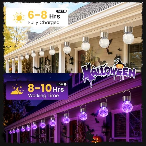 GIGALUMI Halloween Solar Lights Outdoor Solar Hanging Lanterns Outside 12PC - Image 6