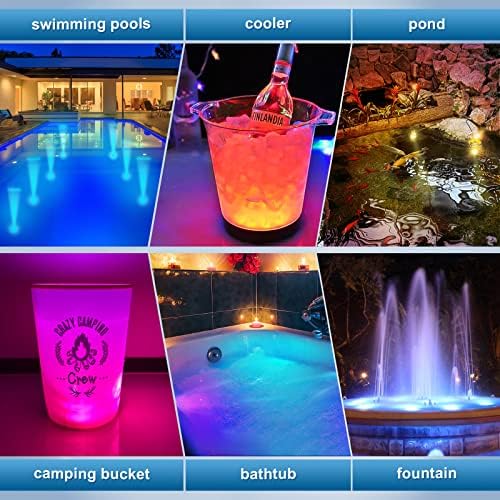 Pool Lights, Upgraded Rechargeable Submersible LED Lights with Remote IP68 Waterproof 16 Colors Hot Tub Underwater Pool Lights for Above Ground Inground Pool, Bath, Party, Vase 2 Pack - Image 6