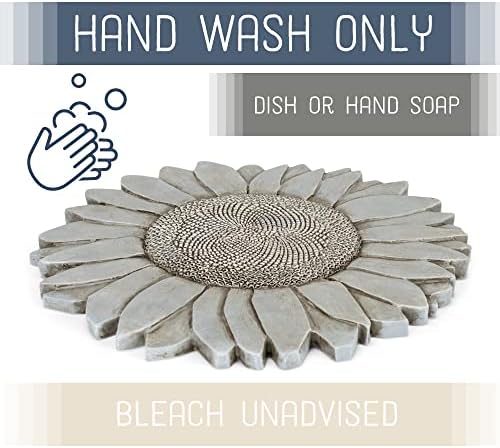 NAT & Jules Sunflower Shaped Dimensional Indoor Outdoor 12 inch Cast Resin Decorative Garden Stepping Stone, Patio, Walkway Sculpture Yard Art, Stone Grey - Image 3