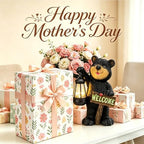 Juegoal Garden Bear Statue with Solar LED Lantern, Luminous Welcome Sign, Gifts for Mom Yard Art, Whimsical Figurine Large Sculpture Lighted Outdoor Mother's Day Spring Decorations for Lawn, Porch - Image 2