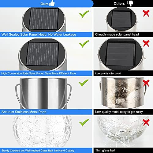 12Pack Outdoor Hanging Solar Lights, Cracked Glass Ball Lights Waterproof - Image 5