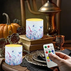 Floral Butterfly Pattern Flameless LED Candle with Remote Color Changing Control 4 PCS Electric Pillar Candle with 4H 8H Timer for Room Fall Wedding Christmas Decorations - Image 2