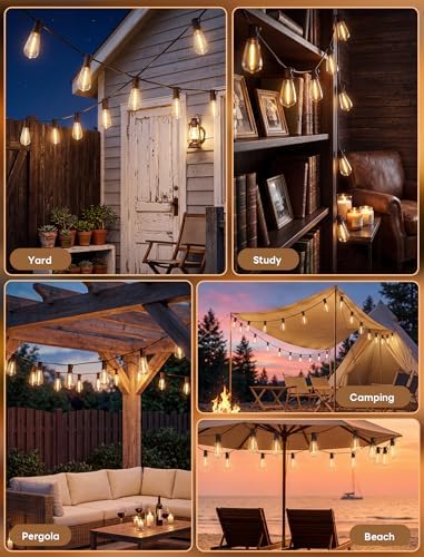 25FT LED Outdoor String Lights, ST38 Patio Lights Waterproof with 25 Shatterproof Edison Bulbs, Connectable Outside Hanging Light for Porch, Garden, Backyard, Deck, Balcony, Decor, 2700K Warm White - Image 5