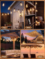LED Outdoor String Lights 50FT Edison Lights with 27 ST38 Shatterproof Bulbs, Outside Hanging Lights Waterproof for Patio, Porch, Deck, Garden, Balcony, 2700K Warm White, Dimmable - Image 6