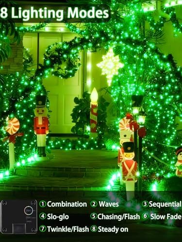 4 Pack 180FT 320 LED Solar Halloween Lights Outdoor Waterproof, Green - Image 4