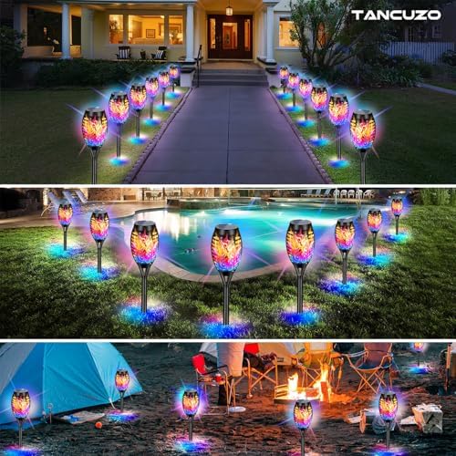 6Pack Solar Lights Outdoor, Solar Torch Light with Flickering Flame - Image 2