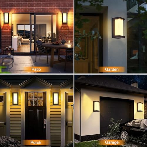 wowlite Exterior Lighting Fixtures, 3CCT LED Outdoor Wall Sconce, Black - Image 6