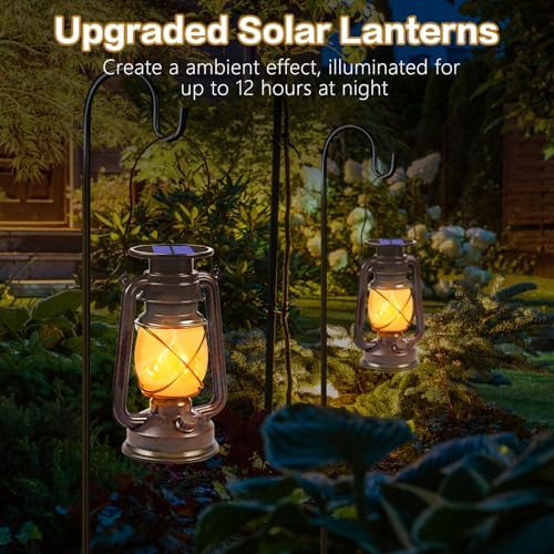 Solar Lanterns Outdoor Waterproof, 4 Pack Vintage LED Hanging Lights - Image 7